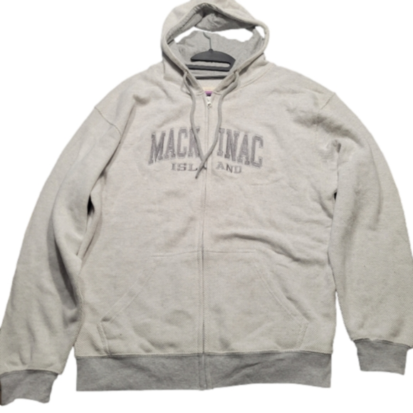 U.S. Vintage Other - U.S. Vintage Waffle Textured White & Grey Hoodie for Mackinac Island Size M